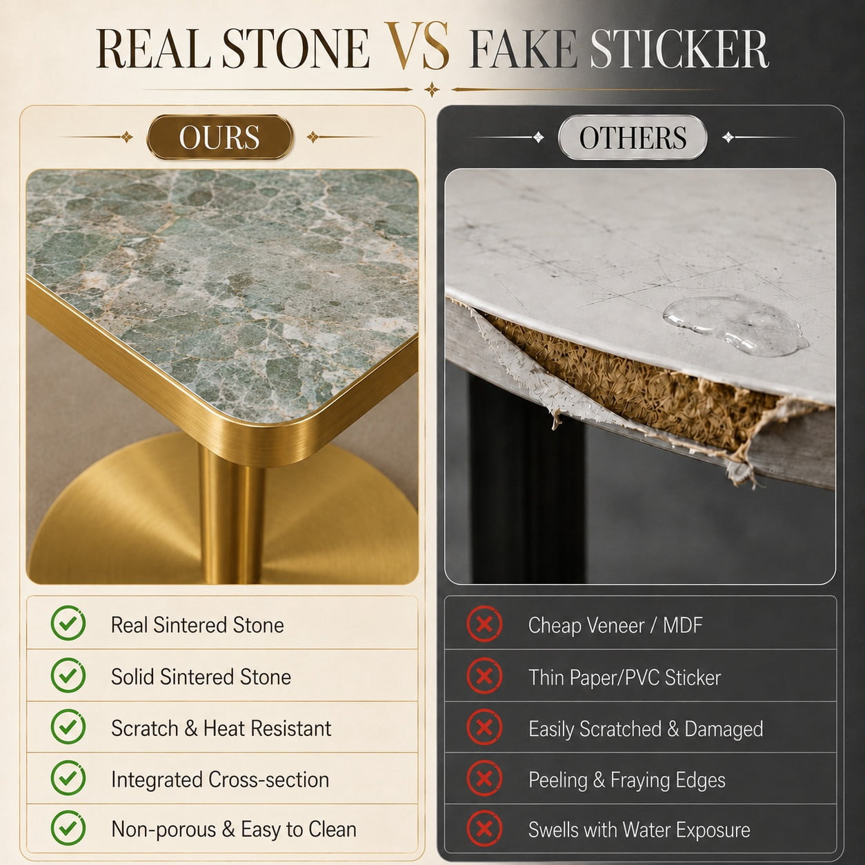 Aukfa 31.5" Square Dining Table for 2-4, Marble-Look Sintered Stone Top, Gold Pedestal Base, Small Spaces,Jade Green Marble
