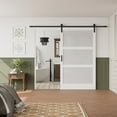 thumbnail image 2 of 48'' x 84'' 3-Piece Frosted Glass Sliding Barn Door – MDF & Solid Wood 3-Lite Interior Closet Door with Installation Hardware Kit, 2 of 8
