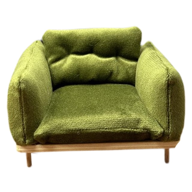 Sillón decorativo para casa de muñecas a escala 1/12. Colección realista y elegante. Medidas: 10 x 8 x 6,5 cm. Verde