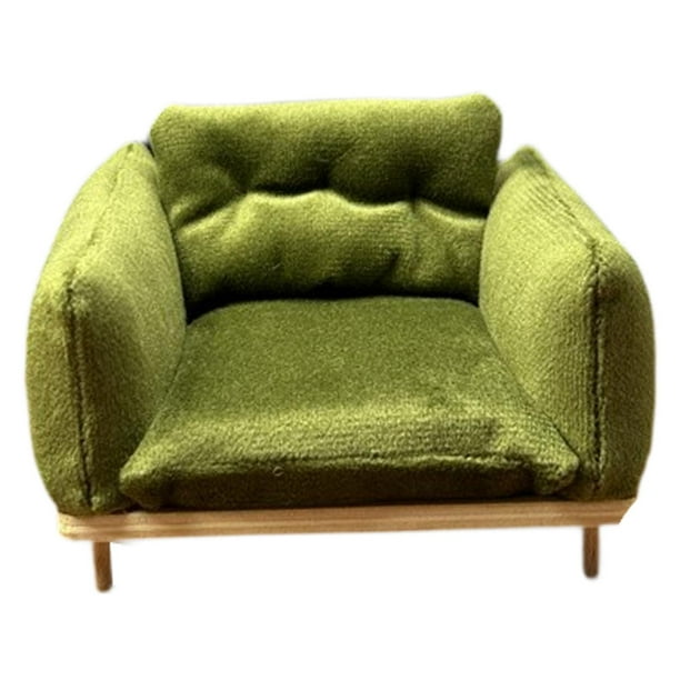 Sillón para casa de muñecas, 10x8x6,5 cm, escala 1:12. Mueble elegante para sala de estar. Verde