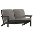 thumbnail image 2 of Emma + Oliver All-Weather Polyresin Adirondack Loveseat with Deep Seat in Black with Comfortable Charcoal Back & Seat Cushions, 2 of 12