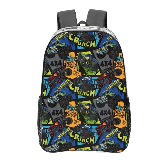 Honeii Off-Road Vehicle Print Clear Backpack Heavy Duty Transparent Bag 17" See Through BookBag for Women Men Adults Work Festival Sports Travel