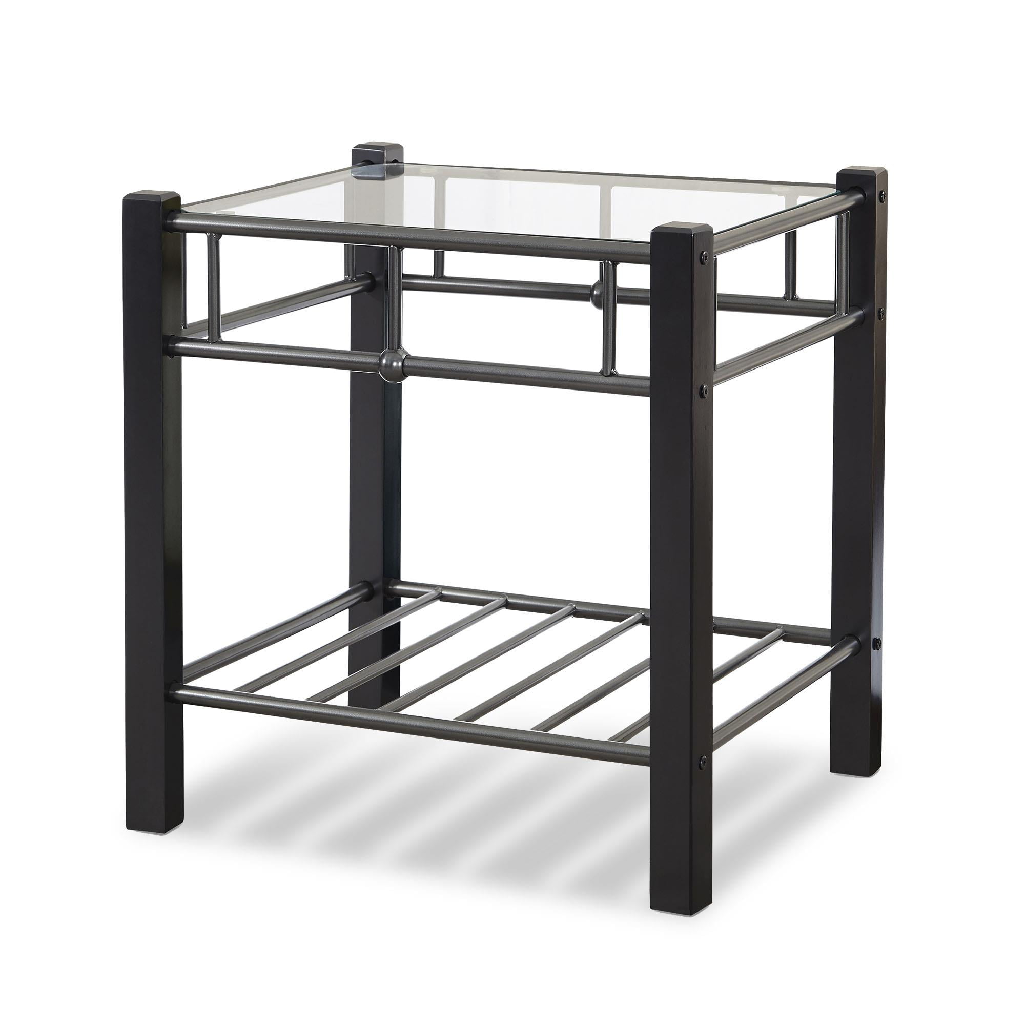 Fashion Bed Scottsdale Metal and Wood Nightstand with Glass Surface