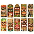 thumbnail image 1 of 10 Piece Polynesian Party Hand Carved Wooden Island Wall Hanging Tiki Masks -10 Inches High - Artisan Crafted - Perfect for Indoor and Outdoor Tropical Ambiance, 1 of 5