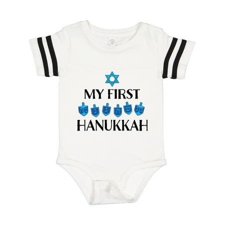 

Inktastic My 1st Hanukkah Dreidels in Blue with Star of David Gift Baby Boy or Baby Girl Bodysuit
