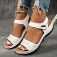 thumbnail image 3 of Orthopedic Sandals for Women Open Toe Rhinestone Band Slingabck Platform Wedges Breathable Footbed Arch Support Antislip Walking Shoes White Size 5.5, 3 of 6