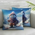 thumbnail image 3 of JEUXUS  Christmas Pillow Sham, Snow Covered Mountain with Fir Trees and Skiing Snowman Fun Holiday Activity, Decorative Standard Size Printed Pillowcase, White Teal, 3 of 5