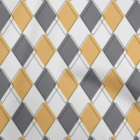 oneOone Cotton Cambric Gray & Yellow Fabric Check Argyle Diy Clothing Quilting Fabric Print Fabric By Yard 42 Inch Wide