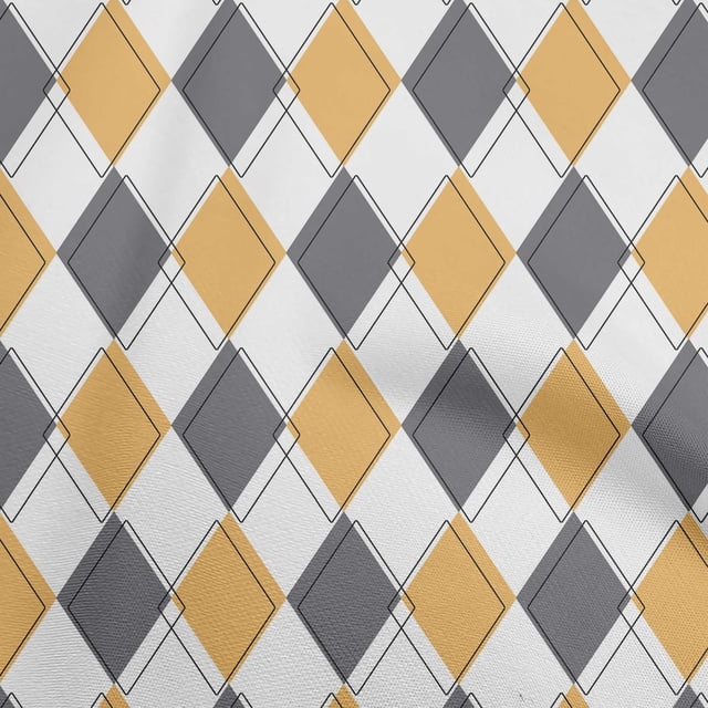 oneOone Velvet Gray & Yellow Fabric Check Argyle Sewing Craft Projects Fabric Prints By Yard 58 Inch Wide