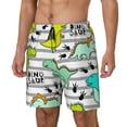 thumbnail image 2 of Balery Funny Dinosaurs on Stripes Mens Swim Trunks Swim Shorts for Men Quick Dry Inseam Beach Shorts with Compression Liner Pocket-Large, 2 of 9