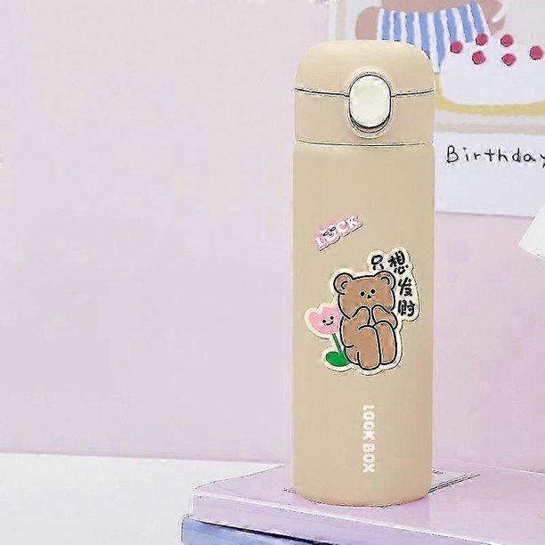 12oz/380Ml Insulated Stainless Steel Leakproof Thermos Water Bottle-Brown 26-27s