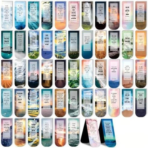 52 Pcs Christian Bookmarks Bible Verse Bookmarks Magnetic Bookmarks for Women Men Book Lovers Page Markers for Teachers Students Reading School Office Home