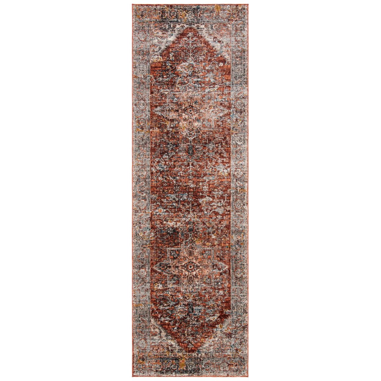 SAFAVIEH Limitee Abigail Medallion Runner Rug, Beige/Rust, 2' x 10'