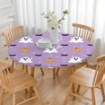 thumbnail image 3 of Jack O Lantern Themed Elastic Halloween Tablecloth for Round 44 Inch Table - Stretch Fit Washable Fabric for Party Decor, 3 of 6
