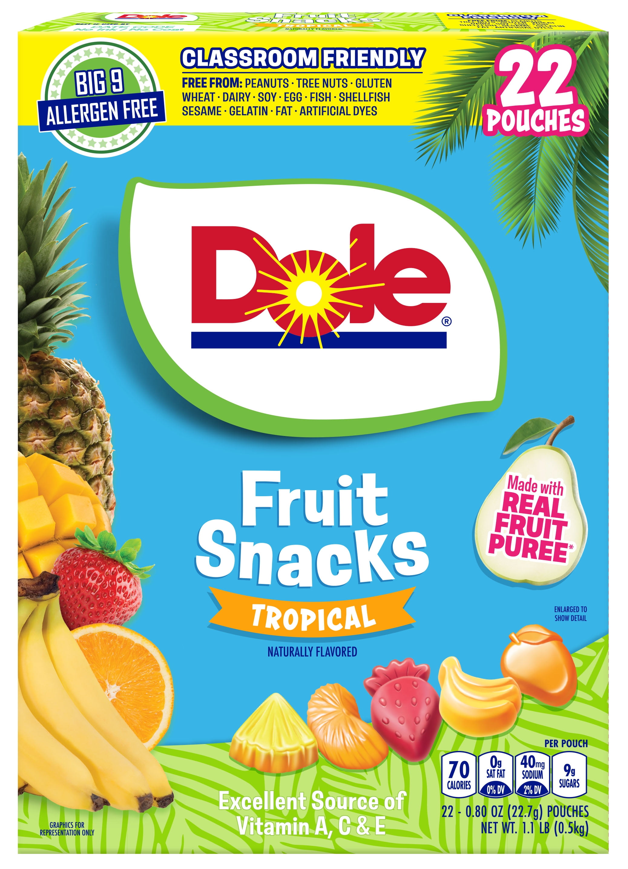 FruitBlox Ninja Kidz Juicy Tropical Gummy Blocks, Kids Fruit