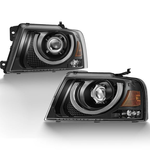 LED Projector Headlights Assembly Compatible with 2004-2008 Ford F150 2006-2008 Lincoln Mark LT 1 Pair, Black