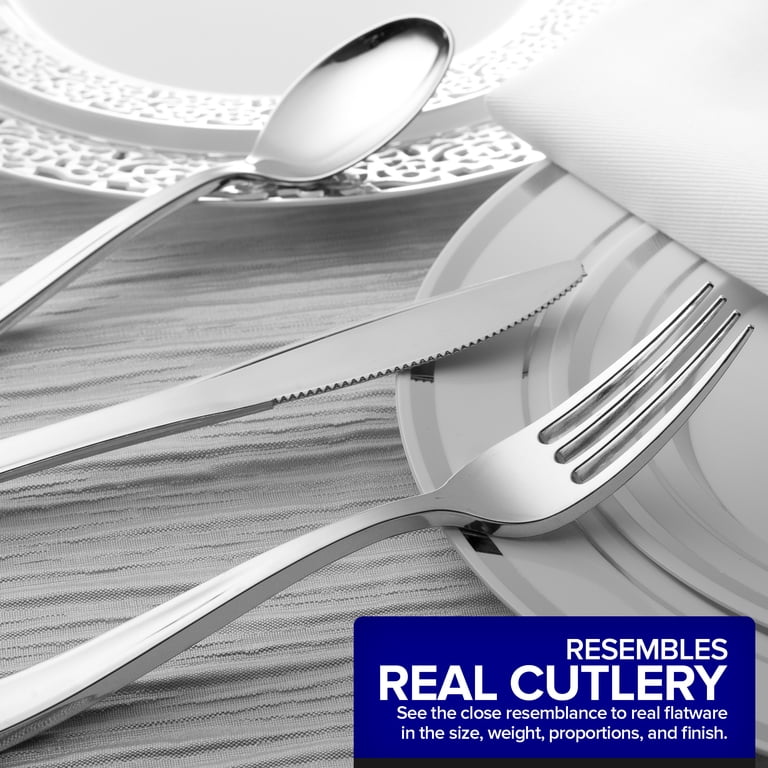 Stock Your Home 75-Piece Silver Plastic Silverware Set photo 2