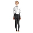 thumbnail image 4 of Sinleey Kids Girls Color-Block Gymnastics Leotard Long Sleeve Dance Jumpsuit Figure Ice Skating White 12, 4 of 7