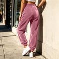 thumbnail image 5 of Women's High Waist Velvet Jogger Sweatpants, Ghalytn Drawstring Elastic Waist Soft Velour Casual Pants with Side Pockets, 5 of 7