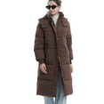 thumbnail image 2 of PUFFIT Women Long Puffer Jacket Hood Winter Water Repellent Wind-resistant Warm Ladies Quilted Padded Coat Big Pocket, 2 of 9