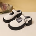 thumbnail image 4 of Women's Mary Janes Shoes Platform Dress Low Heel Chunky Pumps Round Toe Ankle Strap Pumps Shoes Oxfords Esther White 43, 4 of 7