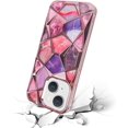 thumbnail image 4 of Compatible with iPhone 15 Plus Shiny Plating Marble Case with Detachable Glitter Paper for Women Men Fashion Luxury Electroplated Soft TPU Camera Protection Shockproof Phone Cover, Pink, 4 of 12