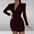 thumbnail image 1 of Qiopertar Robe Blazer à Manches Longues Col en V Couleur Unie pour Femmes en Solde à Moins de 5$ en Solde, 1 of 8
