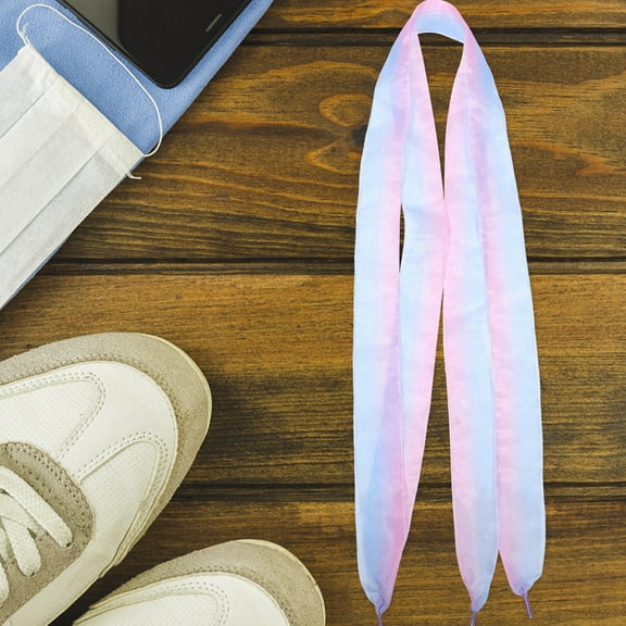 OULII 4Pcs Wide Organza Ribbon Shoe Laces Gradient Colors Flat Snow Yarn for Casual Sneakers