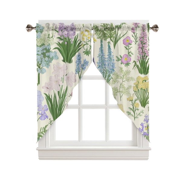 Cenefa de ventana CAPSCEOLL con flores de primavera, hortensia, 74 x 91 cm, 2