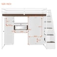 thumbnail image 2 of Harper & Bright Designs Full Size Loft Bed with Storage Stairs, Built-in Dressing Table & Wardrobe, High Loft Bed Frame with Mirror, USB Charging & Lights for Bedroom, White, 2 of 20