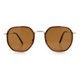 thumbnail image 4 of Double Rim Octagonal Classical Metal Rim Rectangular Hipster Sunglasses Tortoise Brown - Brown, 4 of 7