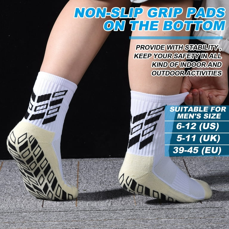 Armscye 4 Pairs Anti Slip Soccer Socks, Grip Socks Soccer, Soccer Non Slip Socks with Grip Pads, Non Slip Grip Pads for Football Basketball Sports