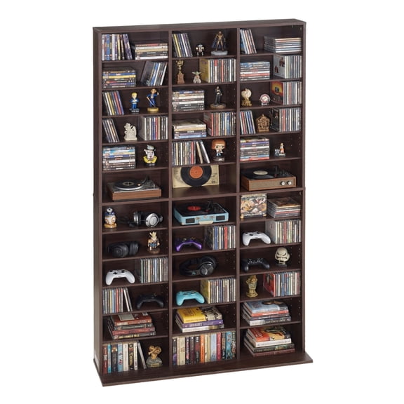 VEVOR Media Storage Cabinet, 12-Tier DVD Shelf Organizer, 40.08 x 9.09 x 71.26 in Multimedia Storage Organizer for CDs, DVDs, Books and Games, CD Shelf for Living Room, Home Office, Recording Room