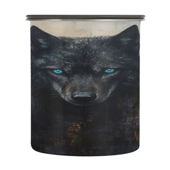 Wobogo Dark Forest Wolf King Food Storage Jars 304 Food Grade Stainless Steel Canisters With Vacuum Airtight Lids for Coffee Snacks Nuts Cereal 900ML