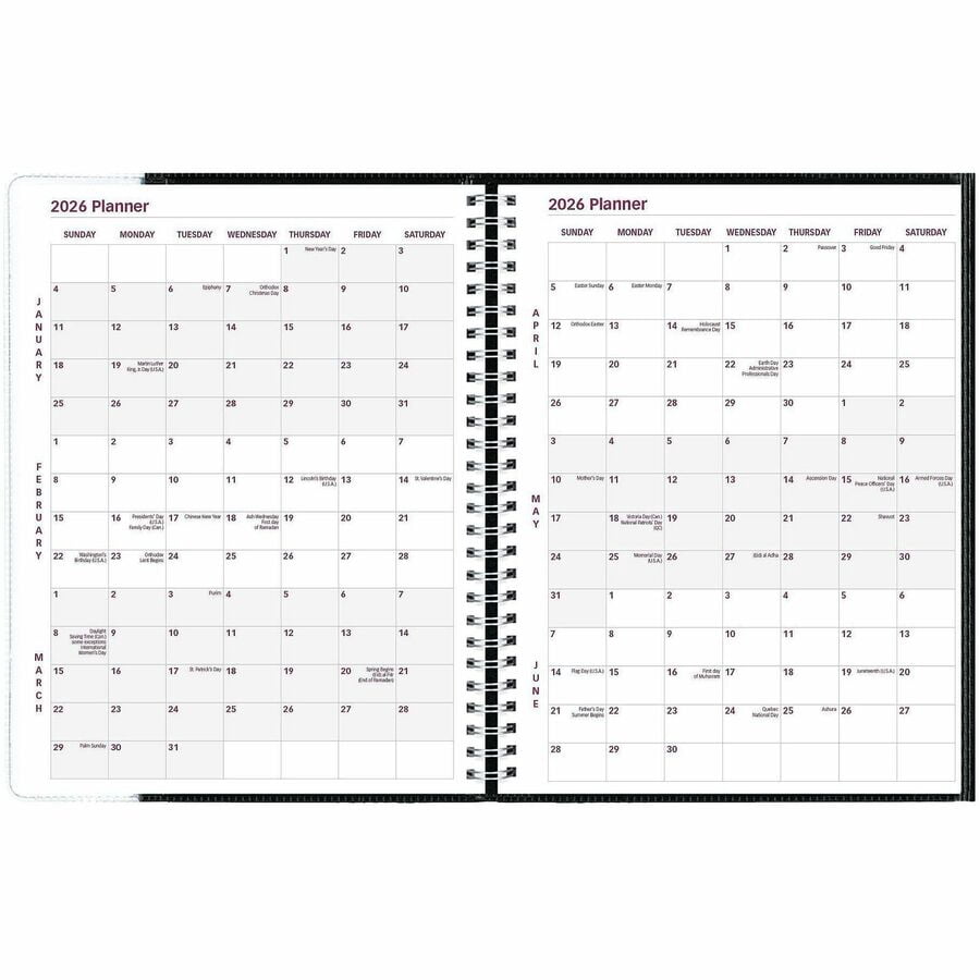 Brownline 2026 Pre-Vu 12-Month Weekly Planner - January to December - 11" x 8-1/2" - Black - English (cb925blk)