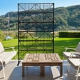 thumbnail image 5 of Metal Outdoor Privacy Screen Set with Stand,Freestanding Decorative Privacy Screen for Balcony Patio Lawn Garden,Indoor Room Decorative Divider (Black- Stripe), 5 of 14
