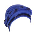 thumbnail image 1 of XASZHN Women's Braid Hat Muslim Ruffle Cancer Turban Wrap Cap for Fashion Head Cover with Color Block Design Blue_003 One Size, 1 of 4