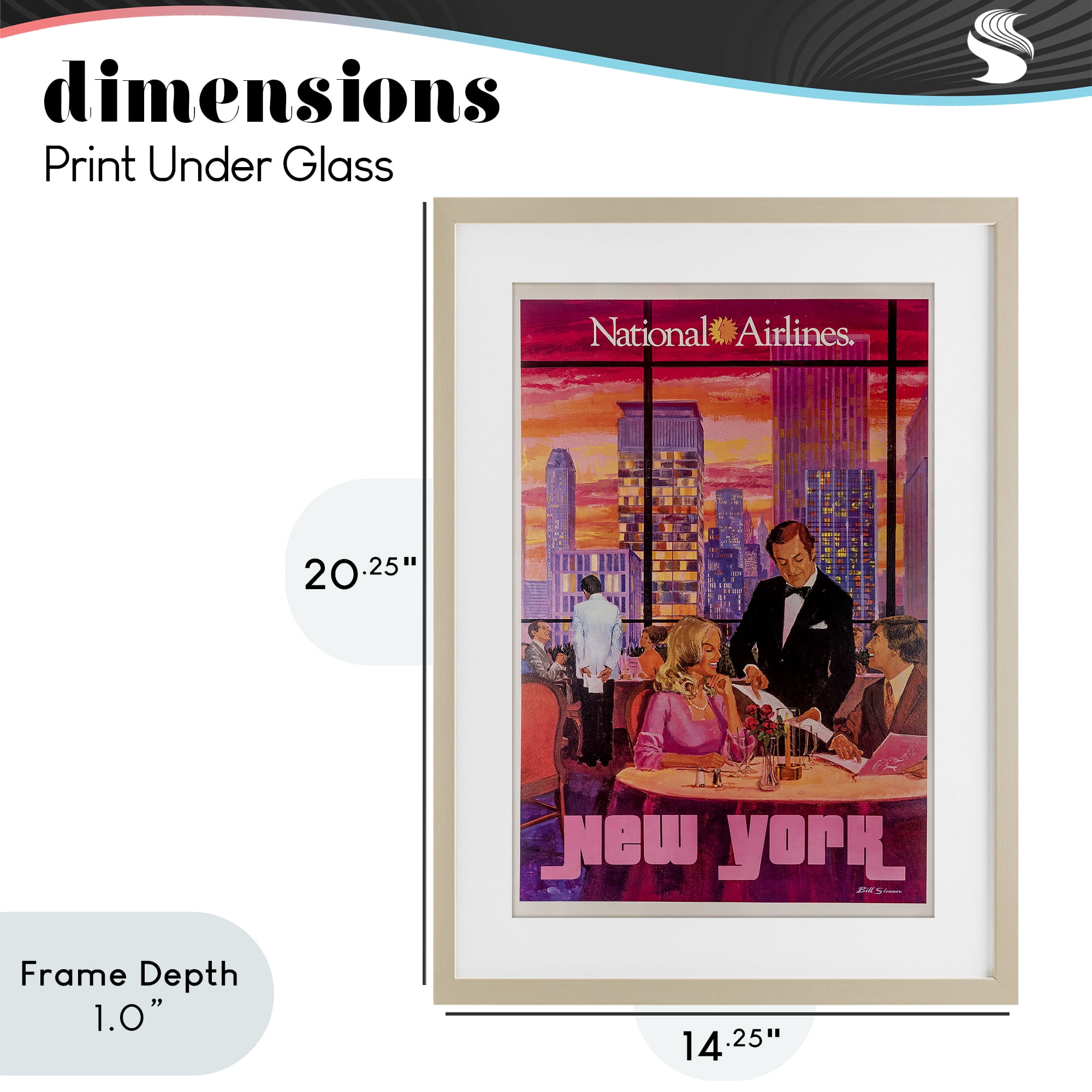 Stupell Industries Vintage New York Dining Birch Framed Print Under Glass, design by Vintage Posters