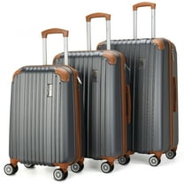 Miami CarryOn Collins 3 Piece Expandable Retro Spinner Luggage Set (Grey)