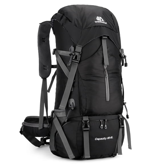 weikani Water resistant Hiking Backpack, 70L Climbing Camping Travel Daypack with Rain Cover Two Shoulder Bag for Outdoor Adventures