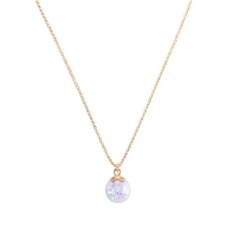 

NUOLUX Creative Fluorescent Star Glass Ball Hanging Pendant Vintage Necklace Personality Creative Clavicle Chain Jewelry for Woman (White)