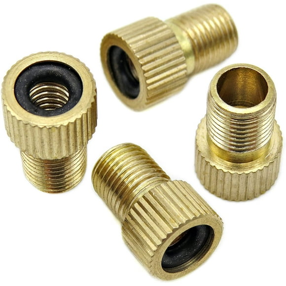Bicycle Drill Brass Valve Adapter-Convert Presta to Schrader-France/UK to US-Use standard pump or air compressor to inflate tires (pack of 4)