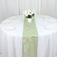 thumbnail image 4 of BalsaCircle 12" x 108" Sage Green Gold Geometric Polyester Table Runner Home Linens Decorations, 4 of 8