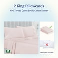 thumbnail image 5 of California Design Den King Pillow Cases - 400 Thread Count, 100% Cotton Sateen, Set of 2 Pillow Covers, Breathable, Soft, Designed for King Pillows - Pink, 5 of 9
