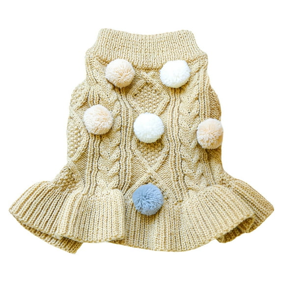 TELOLY Dog Dress,Thick Sweater Dog Sweaters,Warm Protection Dog Clothes for Small Dogs,Brown,M