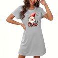 thumbnail image 1 of Camisón corto navideño para mujer, talla grande, cuello redondo, manga corta, estampado en el pecho, vestido de noche para mujer, 1 of 3