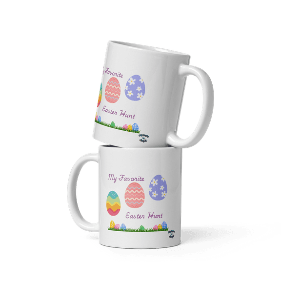 White glossy mug - Easter Hunt (11 oz)