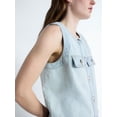 thumbnail image 4 of Free Assembly Women's and Women's Plus Button Front Sleeveless Denim Top, Sizes XS-4X, 4 of 5