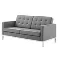 thumbnail image 5 of Tufted Loveseat and Sofa Set, Faux Leather, Silver Grey Gray, Modern Contemporary Urban Design, Living Lounge Room Hotel Lobby Hospitality, 5 of 6