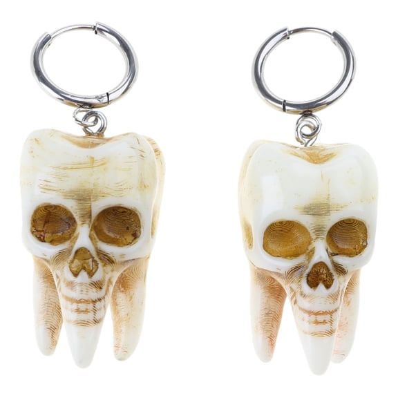 FENOHREFE Stylish Handmade Sturdy Resin Skull Tooth Earrings Gothics Punk Dangles Jewelry Accessory Special Gifts for Women